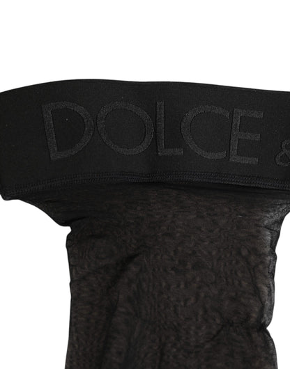 Black Sheer Nylon Logo Band Over-the-Knee Stocking Socks