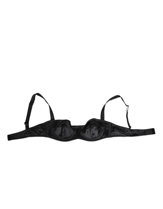 Black Satin Underwire Bra Lingerie IT2 Underwear