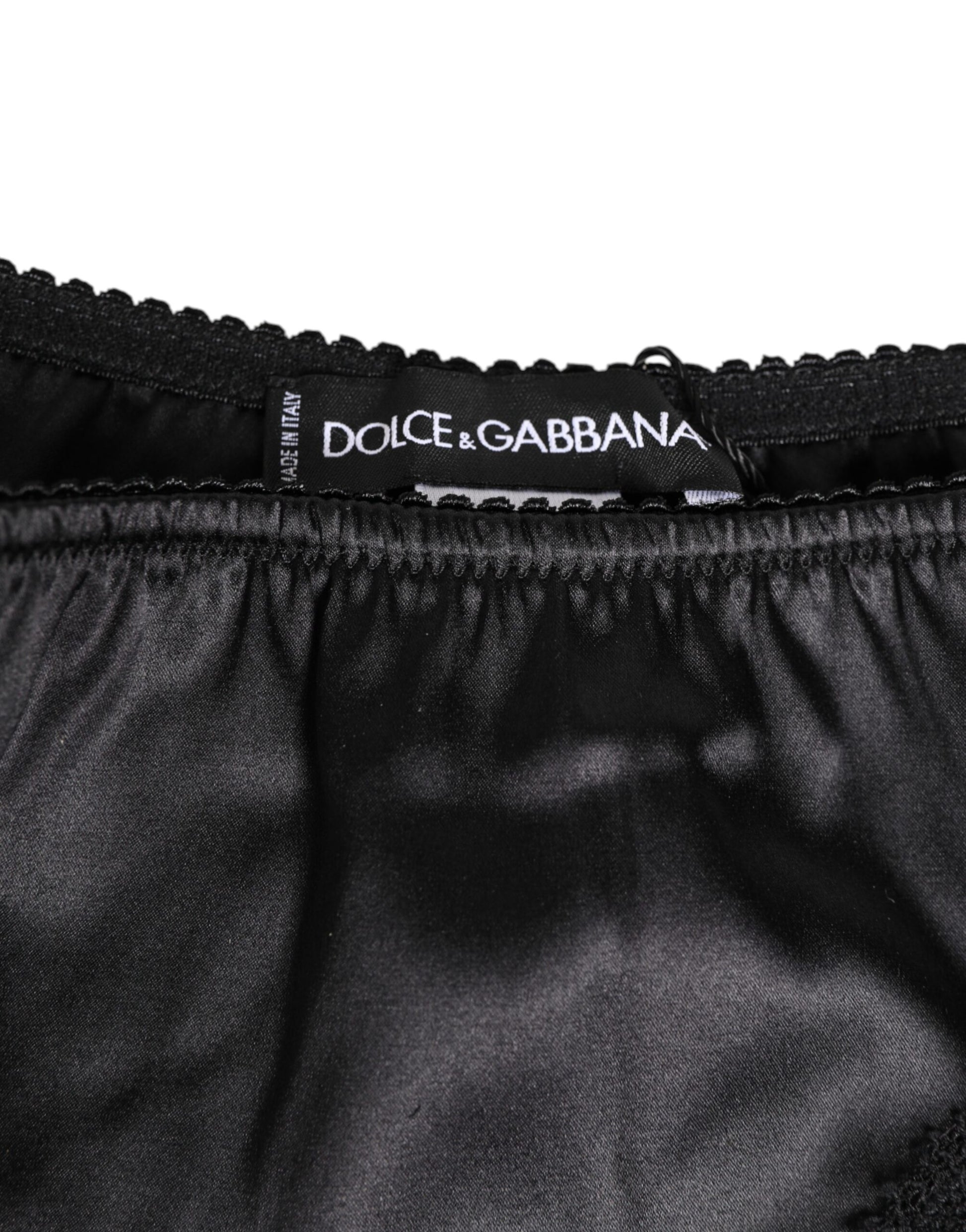 Black Silk Satin Lace Trim Panty  Underwear