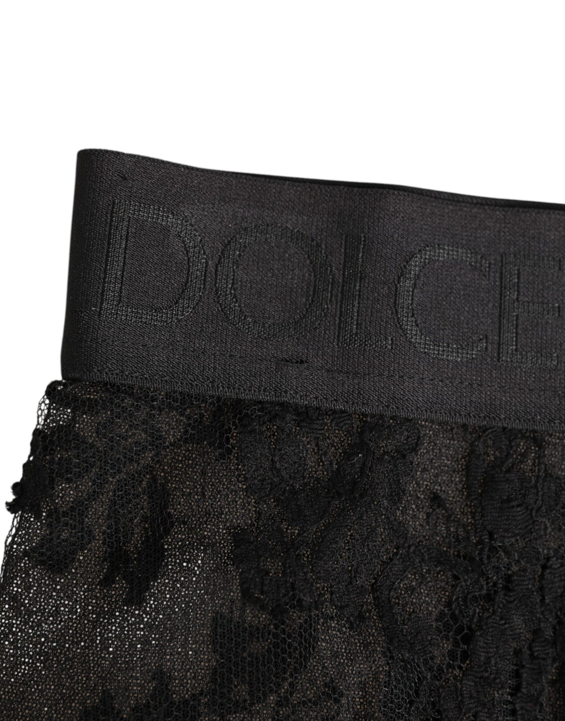 High Waist Briefs Black Floral Lace  Underwear