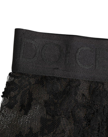 High Waist Briefs Black Floral Lace  Underwear