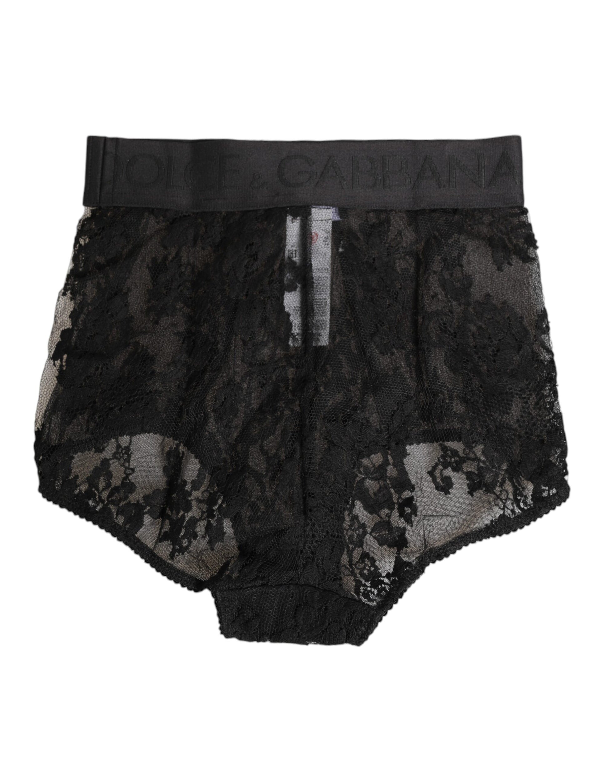High Waist Briefs Black Floral Lace  Underwear