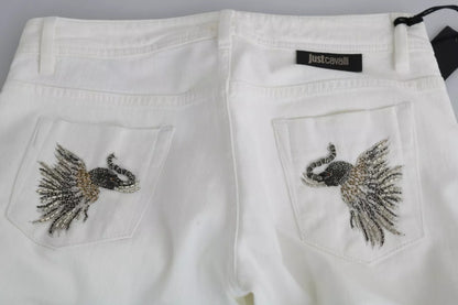 White Cotton Slim Fit Mid Waist Skinny Trouser Jeans