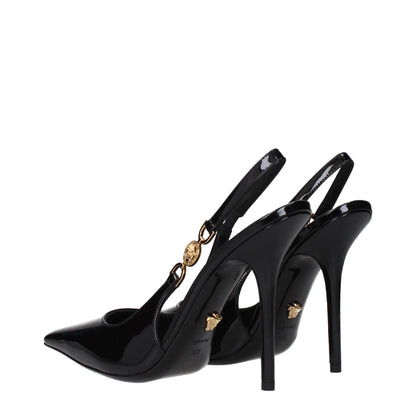 Black Leather High Heel Pumps