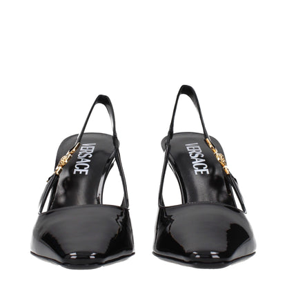 Black Leather High Heel Pumps