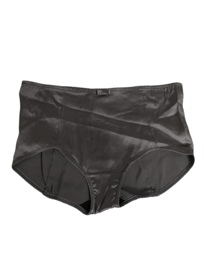 Gray Satin High Waist Briefs Women Underwear