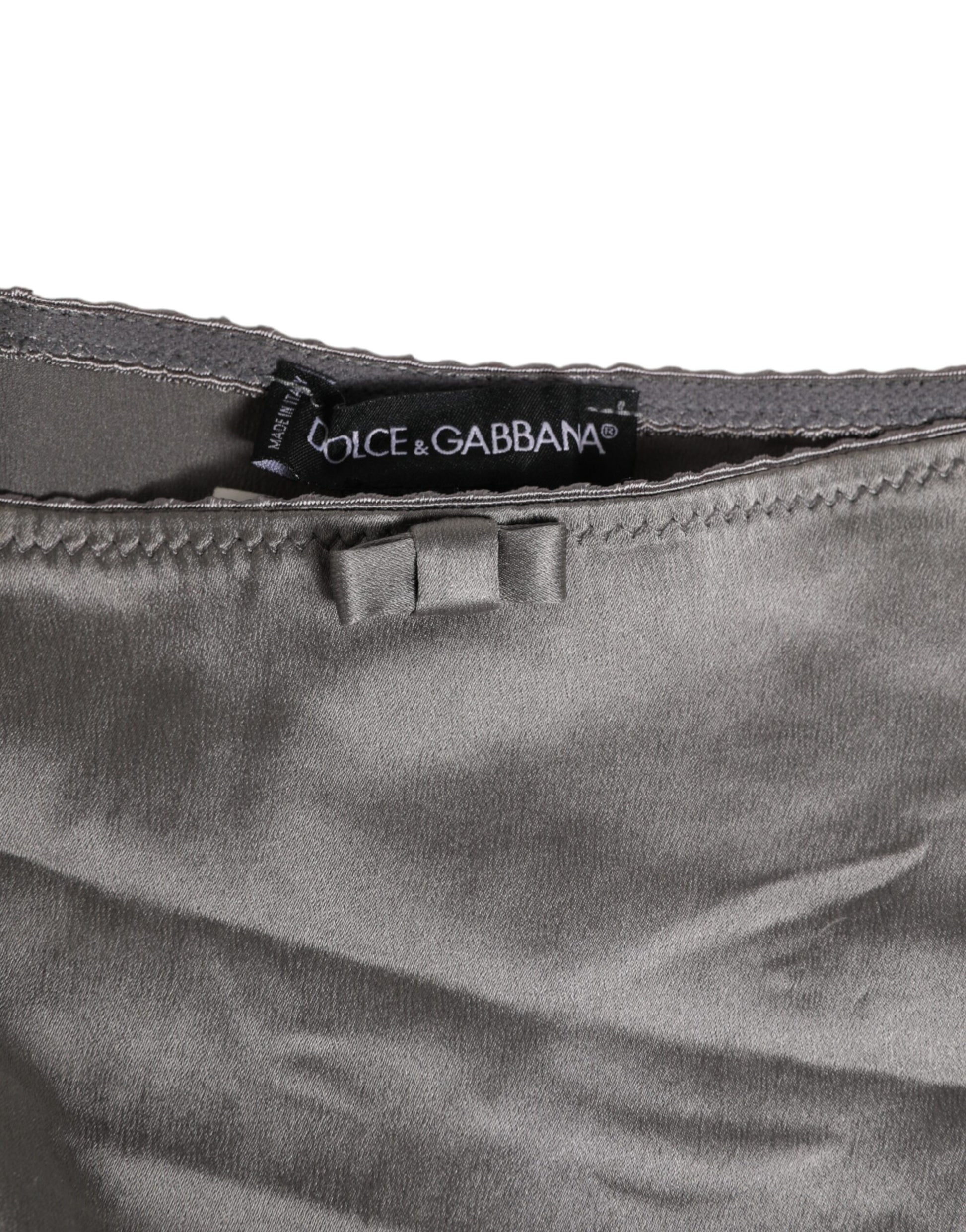 Gray Satin High Waist Briefs Women Underwear