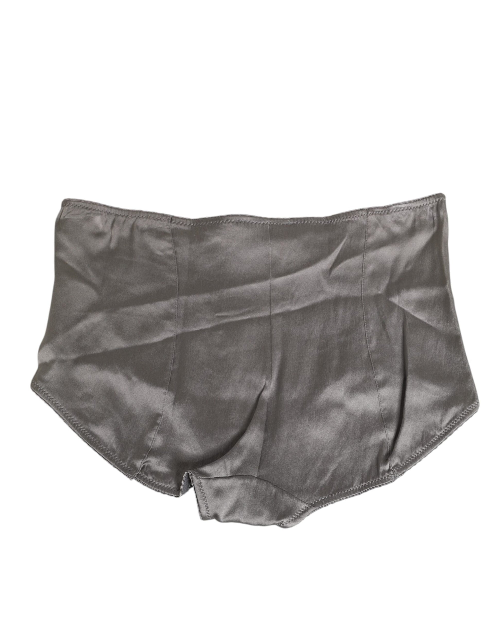 Gray Satin High Waist Briefs Women Underwear
