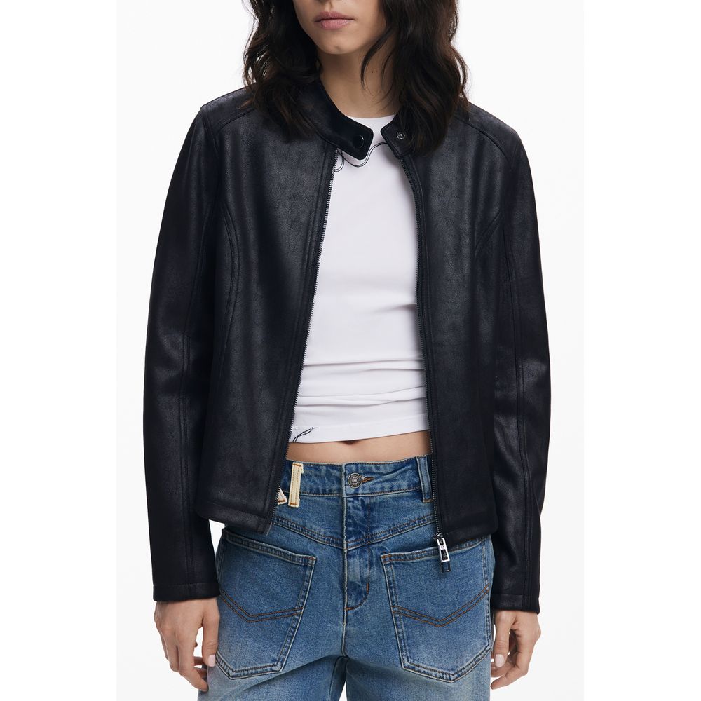 Chaqueta negra de poliéster para mujer
