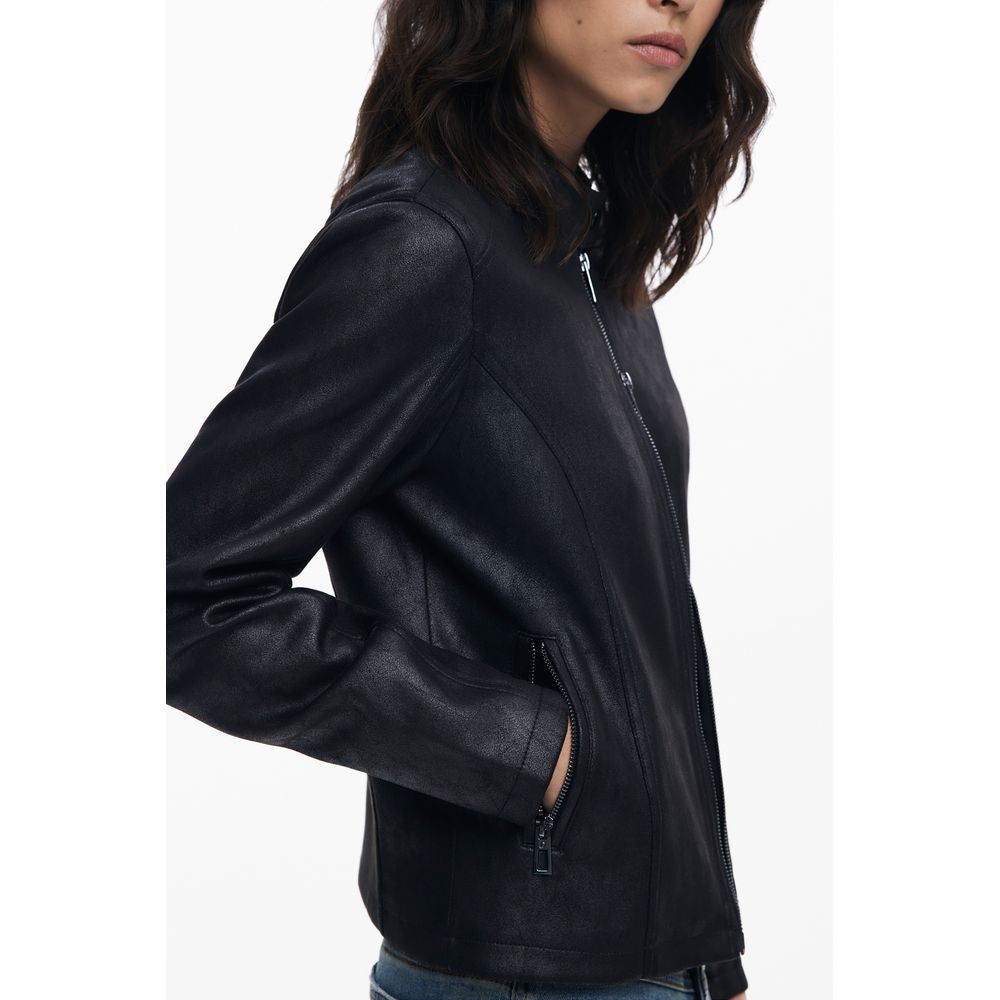 Chaqueta negra de poliéster para mujer