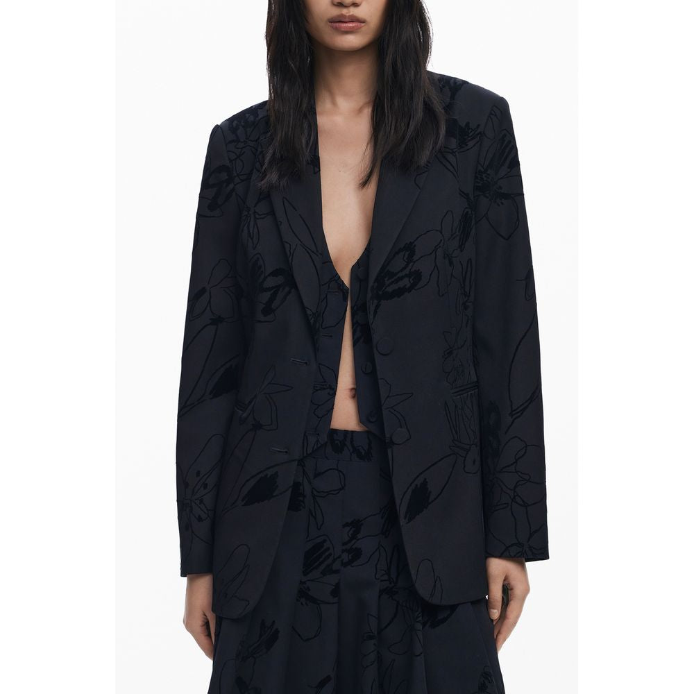 Chaqueta negra de poliéster para mujer