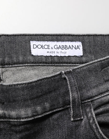 Black Gray Wash Slim Fit Straight Leg Denim Jeans