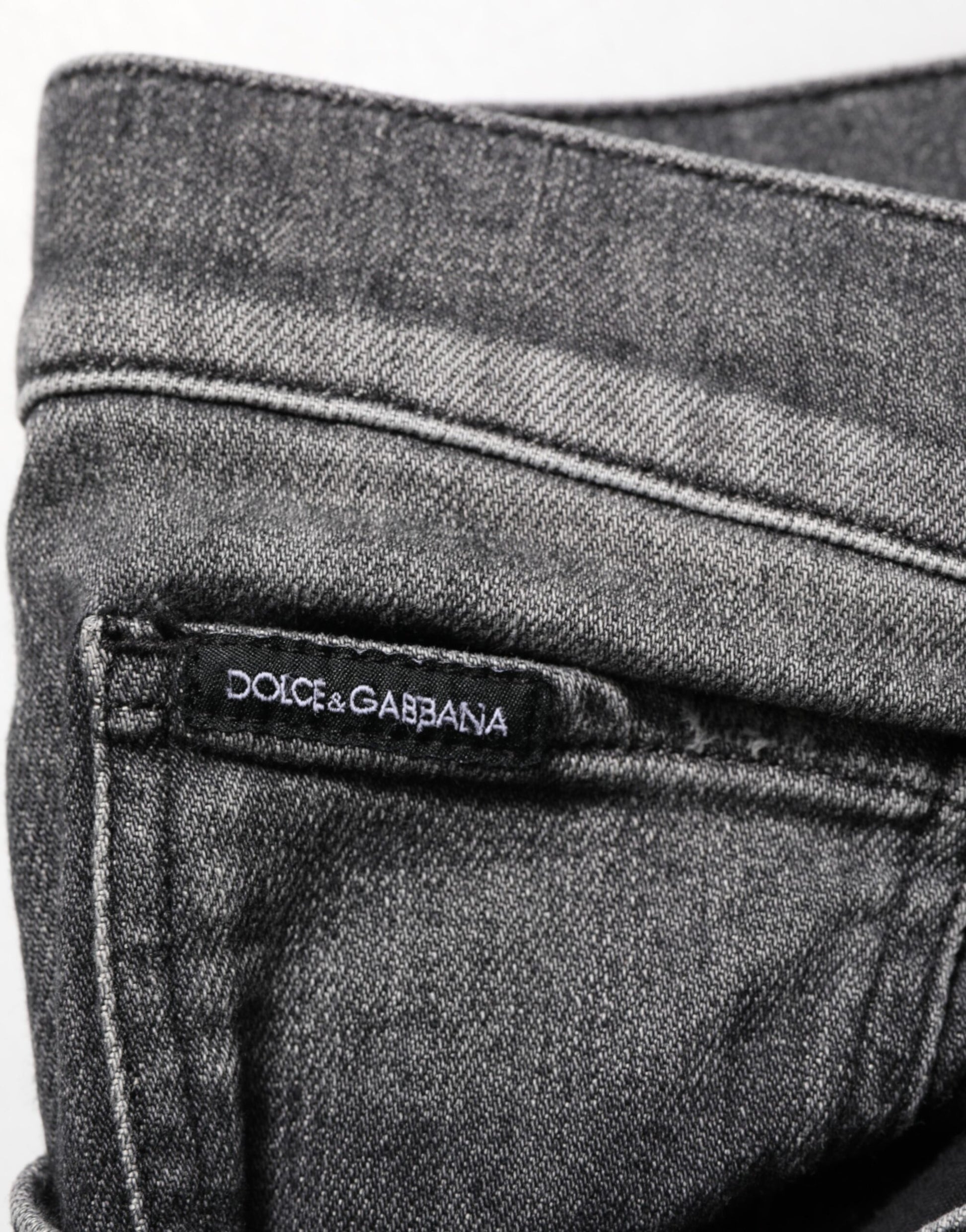 Black Gray Wash Slim Fit Straight Leg Denim Jeans