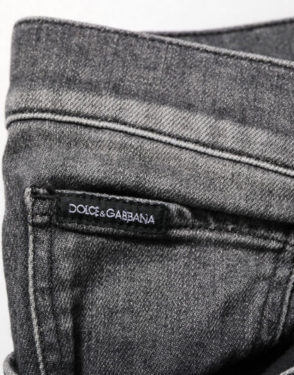 Black Gray Wash Slim Fit Straight Leg Denim Jeans