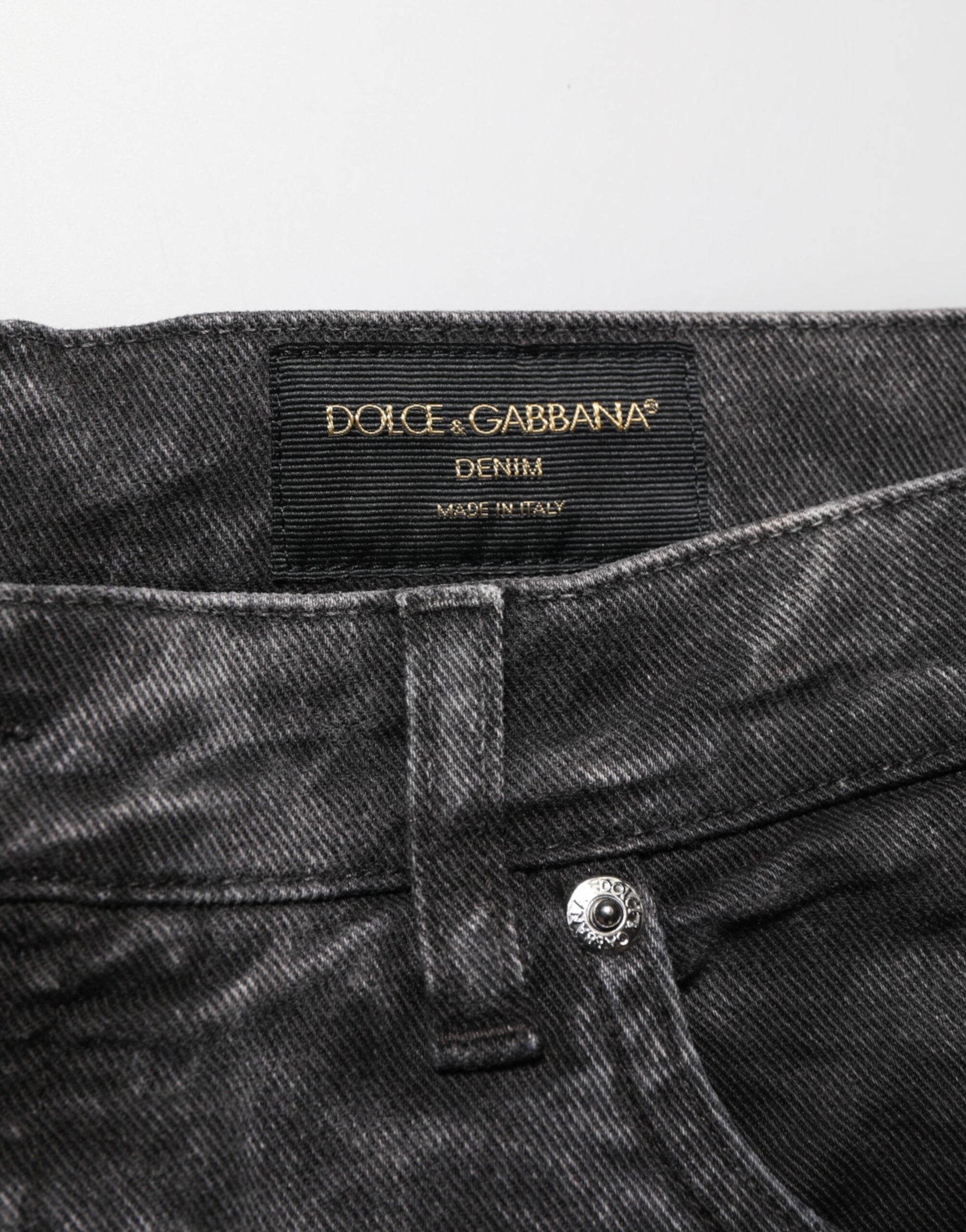 Black Cotton Mid Waist Denim Men Bermuda Short