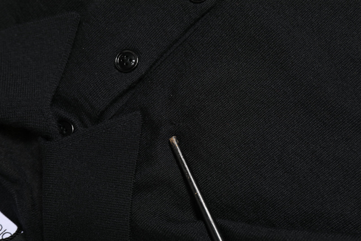 Black Logo Patch Collared Pullover Sweater
