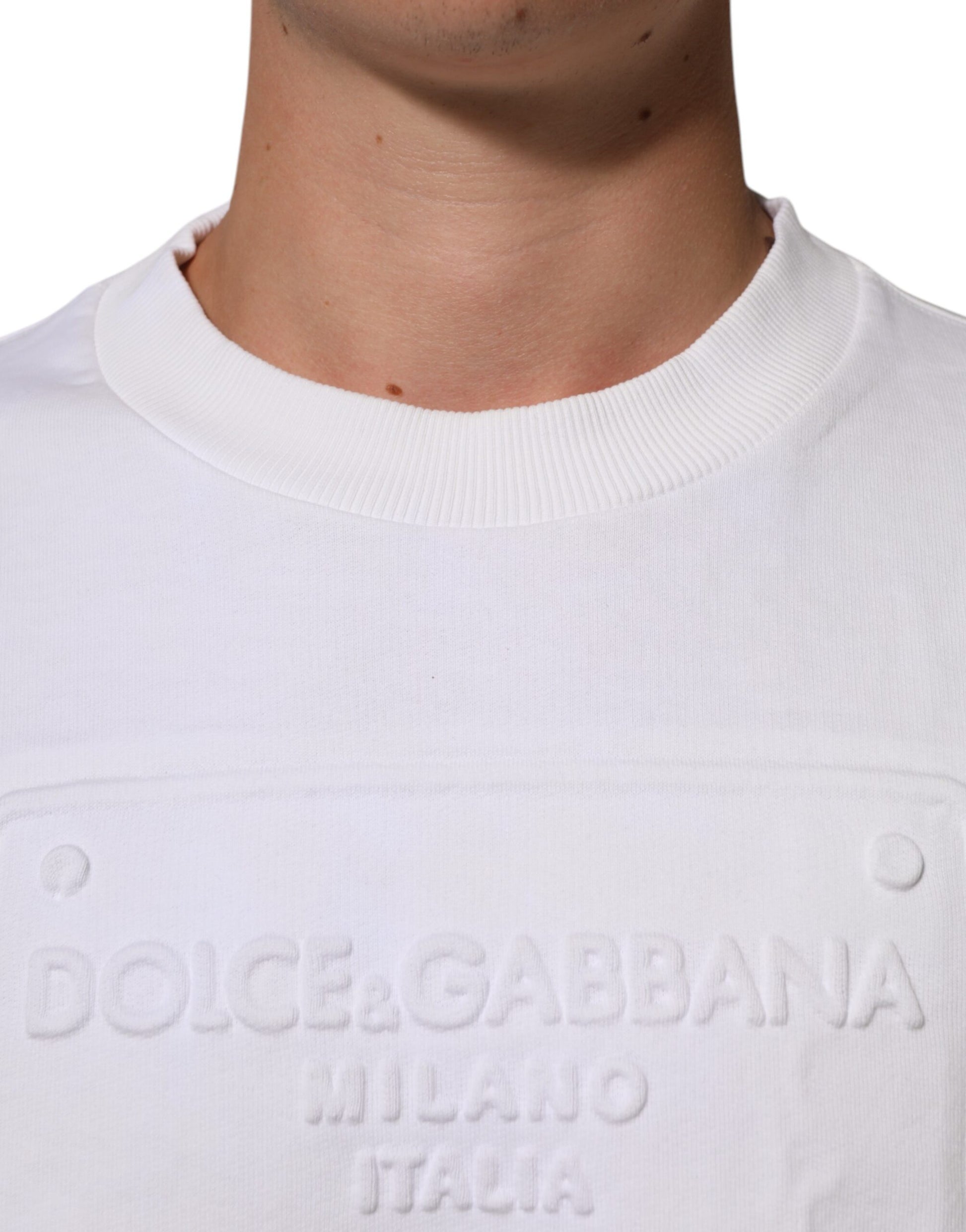 White Embossed Logo Men Sweatshirt Sweater