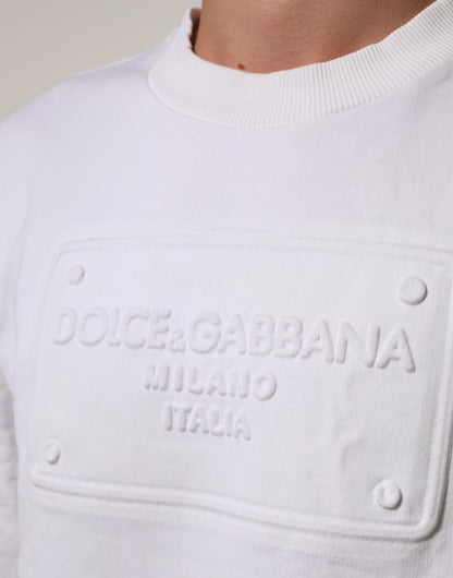 White Embossed Logo Men Sweatshirt Sweater