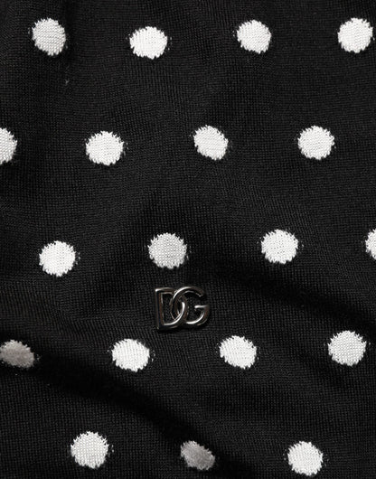 Black White Stripe Polka V-Neck Pullover Sweater