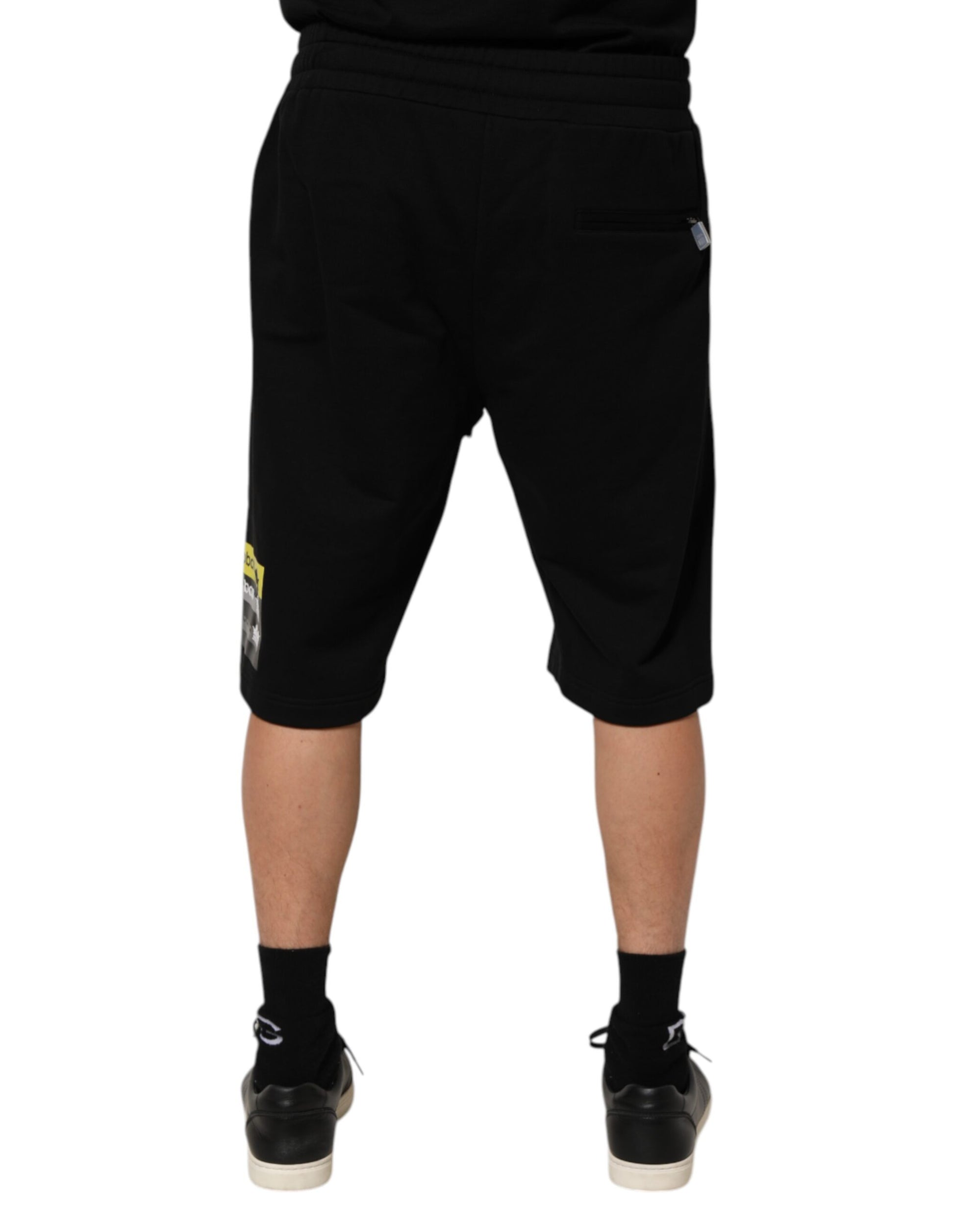 Black Cotton Mid Waist Casual Bermuda Short