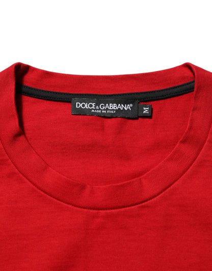 Red Logo Eye Print Cotton Short Sleeve T-shirt