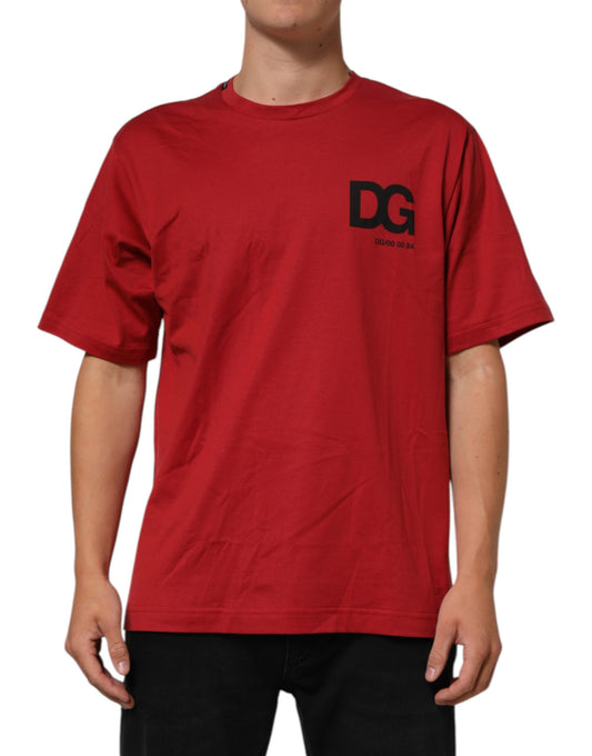 Red Logo Print Cotton Short Sleeve T-shirt