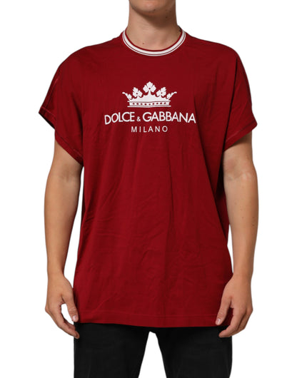 Maroon LogoCrown Cotton Half Sleeve T-shirt
