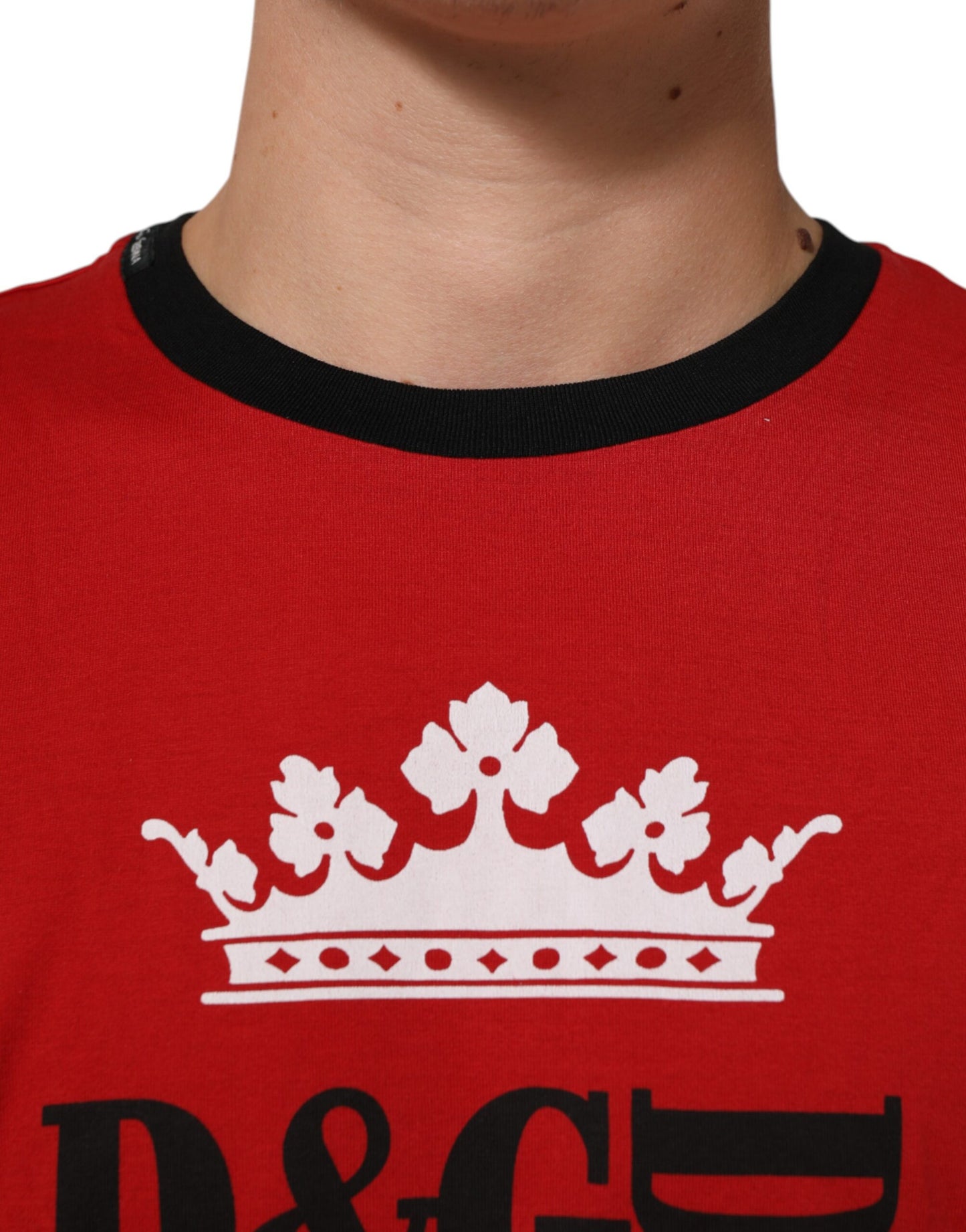 Red Logo Crown Cotton Short Sleeves T-shirt