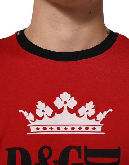 Red Logo Crown Cotton Short Sleeves T-shirt