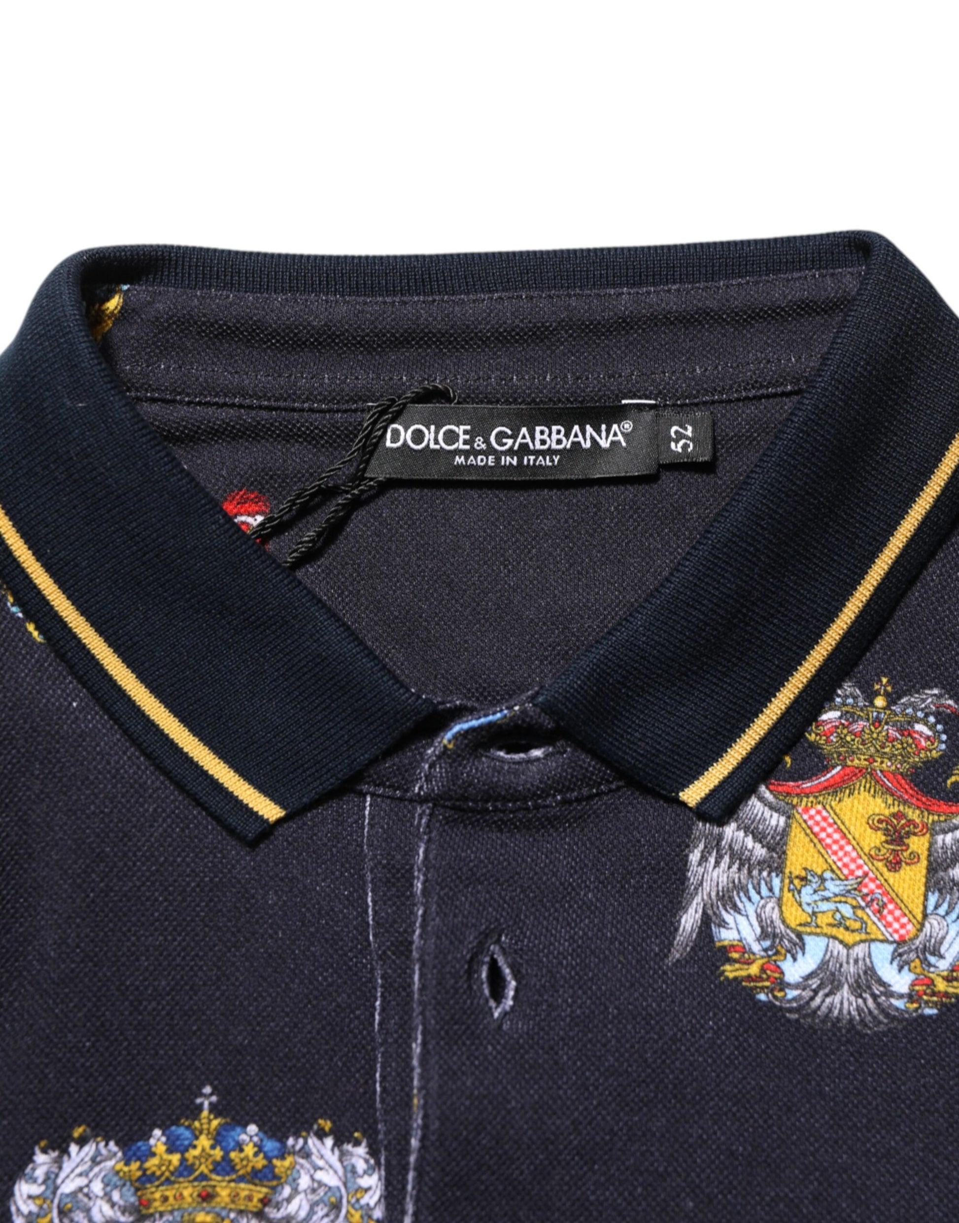Blue Heraldic Crest Print Polo Shirt T-shirt