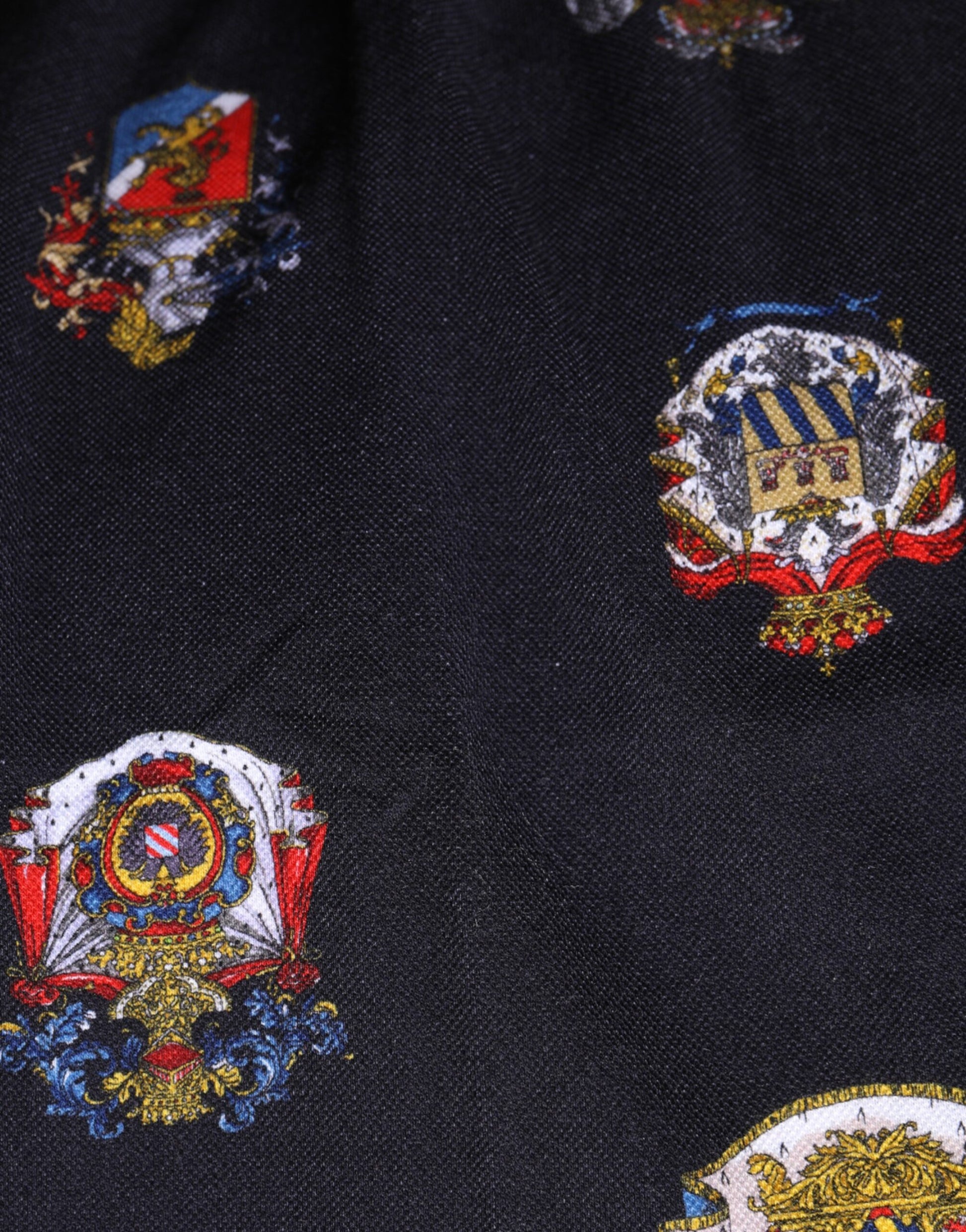 Blue Heraldic Crest Print Polo Shirt T-shirt