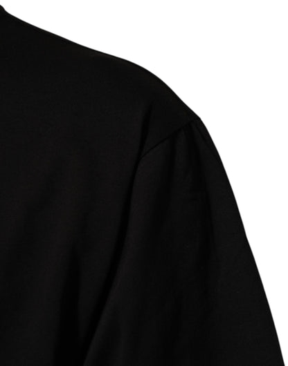 Black Logo Print Cotton Men Crew Neck T-shirt