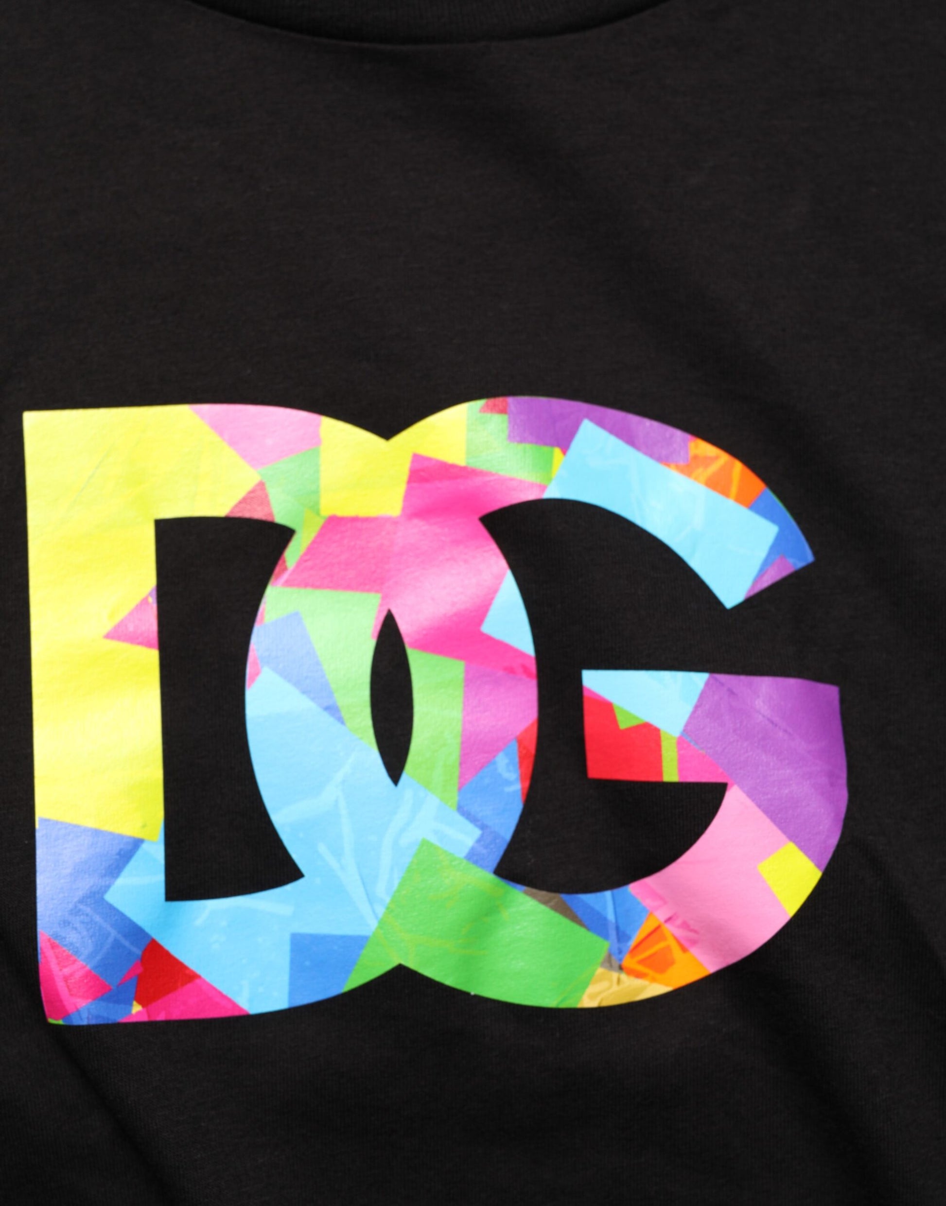 Black Logo Print Cotton Men Crew Neck T-shirt