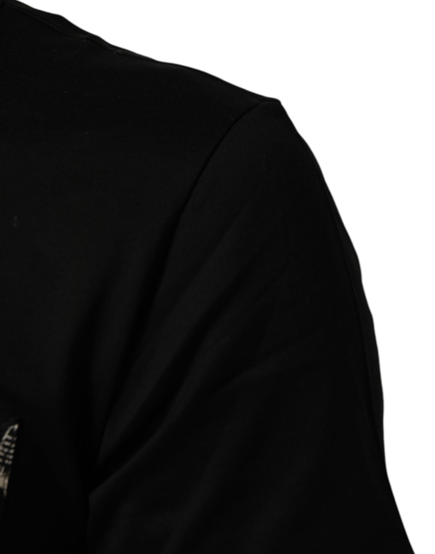 Black Musical Print Cotton Crew Neck T-shirt