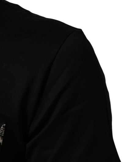 Black Musical Print Cotton Crew Neck T-shirt