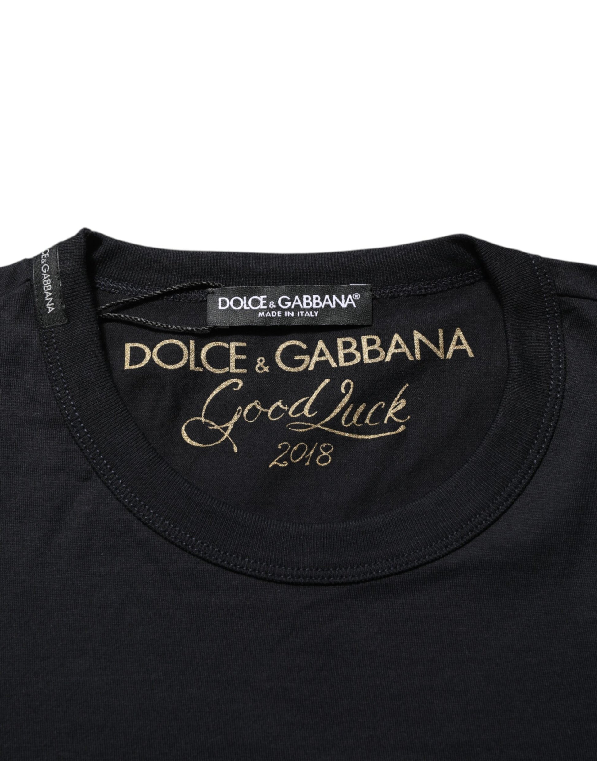 Black Goodluck 2018 Cotton Crew Neck T-shirt