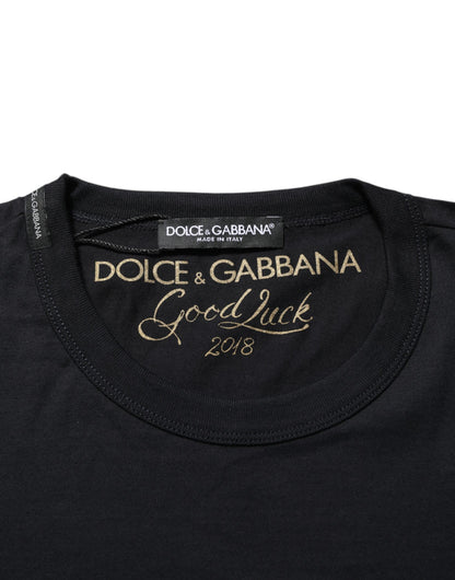 Black Goodluck 2018 Cotton Crew Neck T-shirt