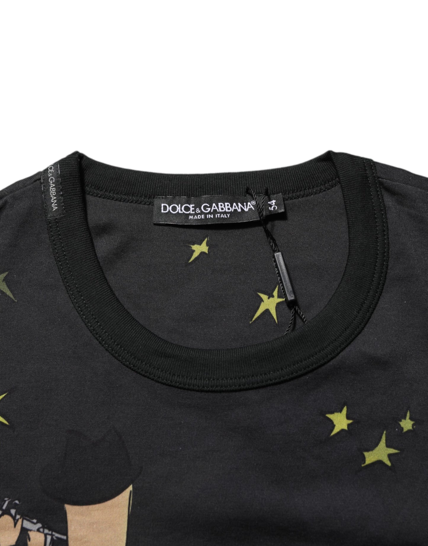 Black Musical Print Cotton Crew Neck T-shirt