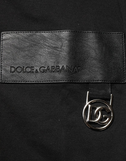 Black Logo Plaque Cotton Crew Neck T-shirt