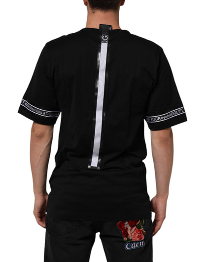 Black DGRoyals Cotton Men Crew Neck IT T-shirt