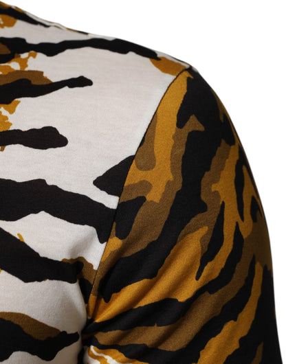 Multicolor Leopard Palm Leaf Men Crew Neck T-shirt