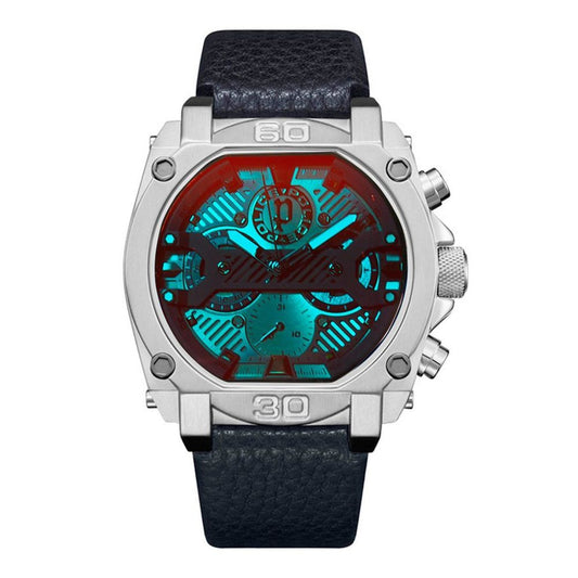Reloj de piel azul