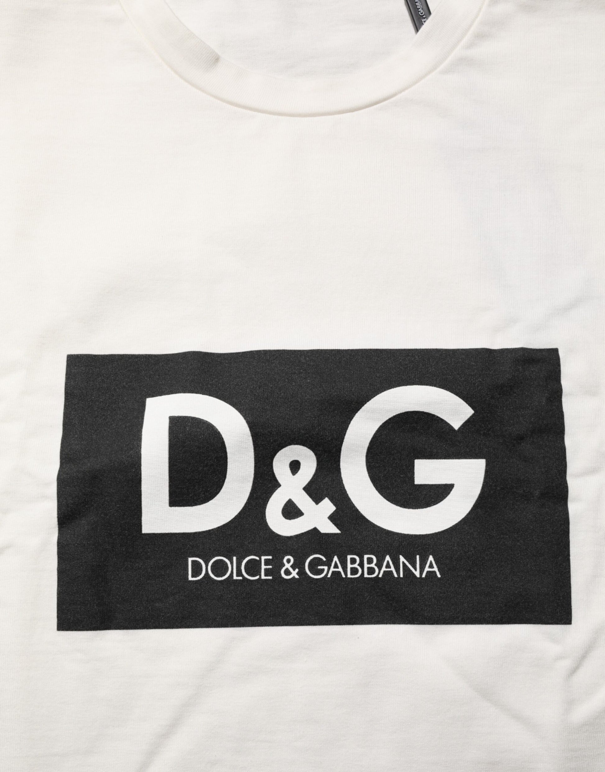 White Logo Print Cotton Crew Neck Men T-shirt