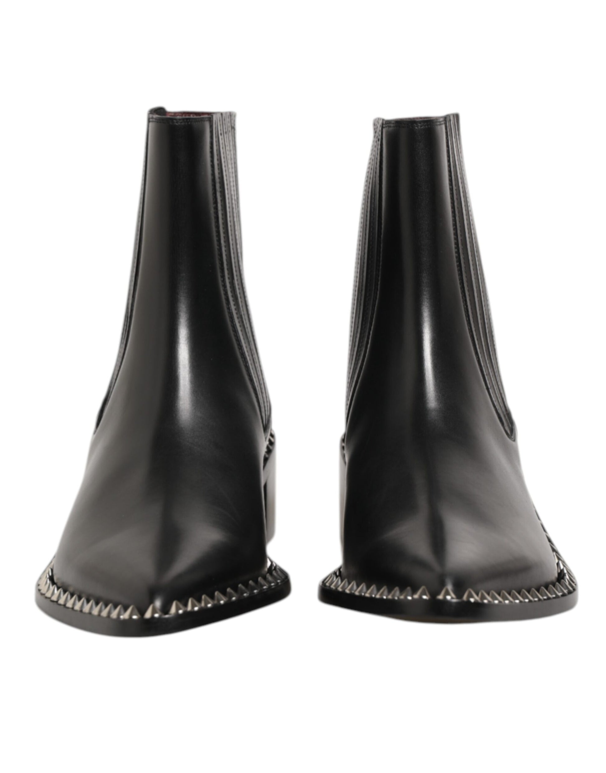 Black Leather Studded Men Short Boots Shoes