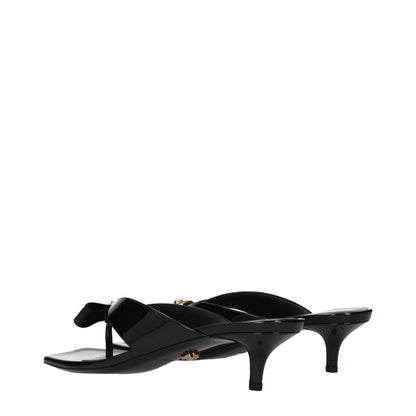 Black Leather Stiletto Heels Sandals