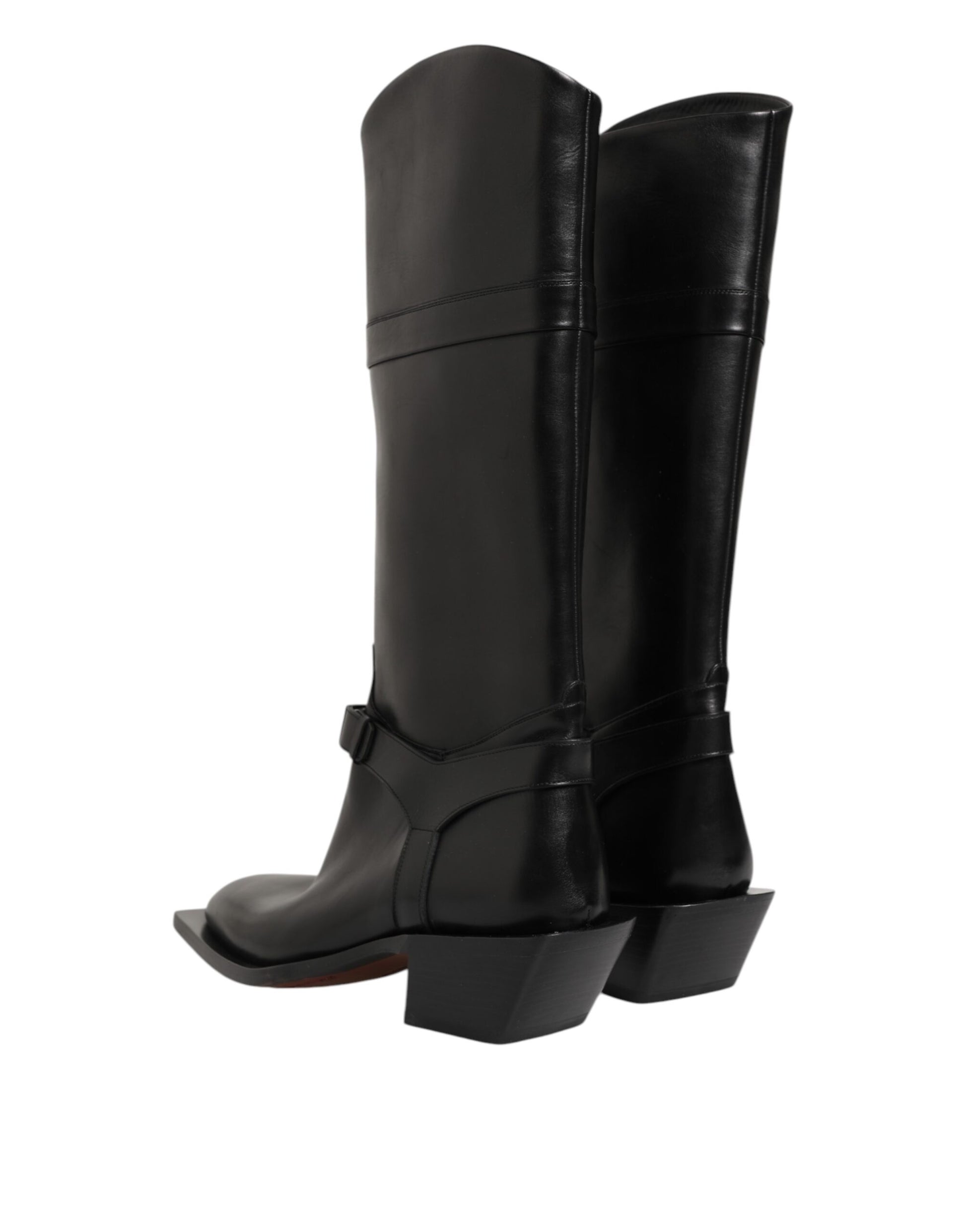 Black Logo Plaque Over The Calf Boot Shoes