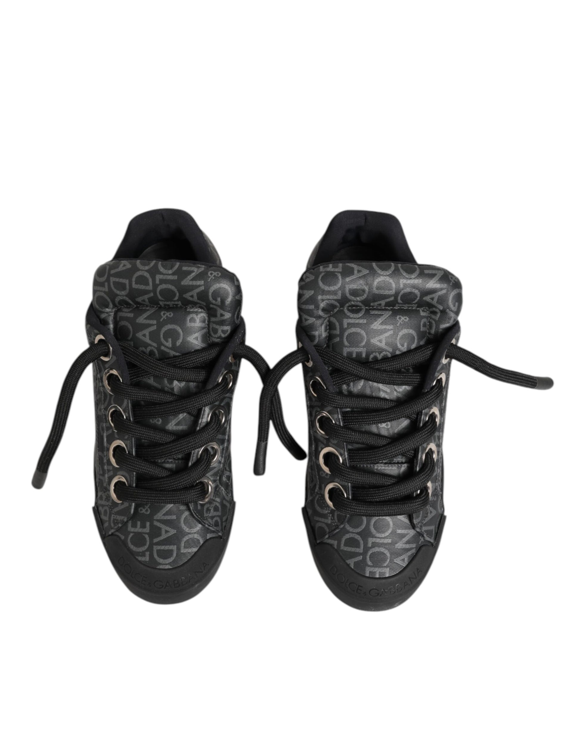 Black Cotton Denim Logo Low Top Sneakers  Shoes