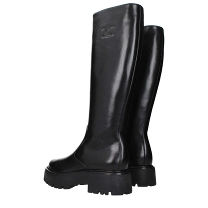 Black Leather Ankle Boots