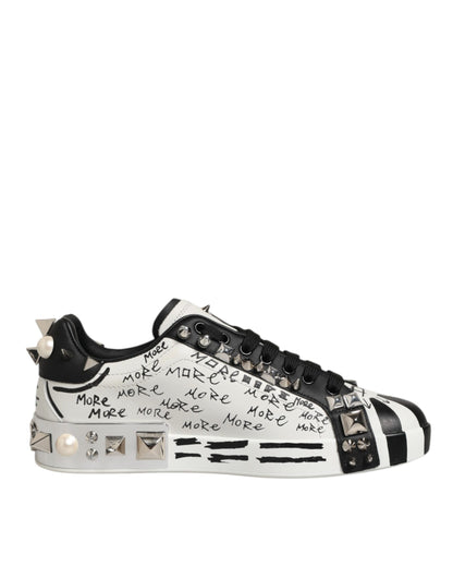Black White Studded Low Top Sneakers Shoes