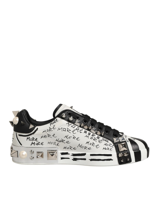 Black White Studded Low Top Sneakers Shoes